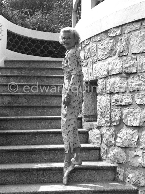 Lilian Harvey, actress, on the terrace of her mansion in Juan-les-Pins in 1953. - Photo by Edward Quinn