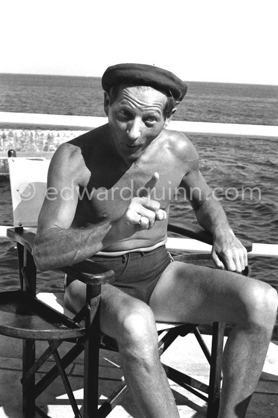 Danny Kaye by the pool at La Réserve, the famous Hotel at Beaulieu-sur-Mer, 1955. - Photo by Edward Quinn