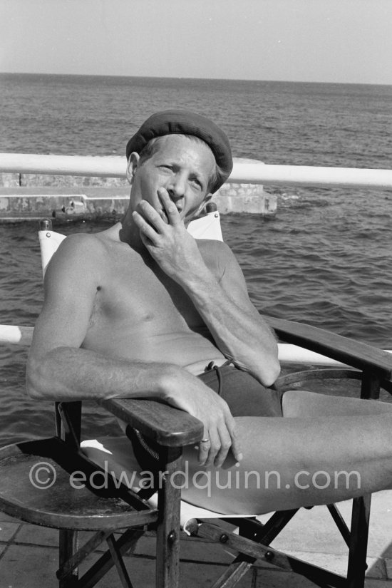 Danny Kaye by the pool at La Réserve, the famous Hotel at Beaulieu-sur-Mer, 1955. - Photo by Edward Quinn