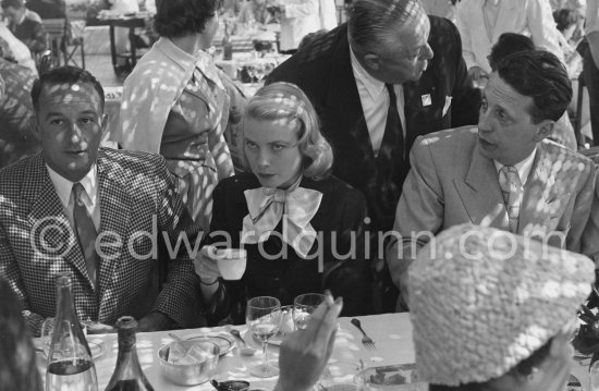 Grace Kelly, Rupert Allan and Cannes Festival founder and president Robert Favre Le Bret (right). Cannes Film Festival 1955. - Photo by Edward Quinn