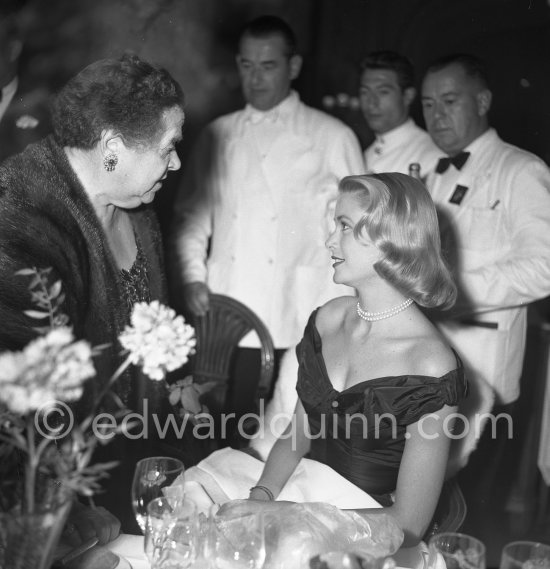 Grace Kelly and Elsa Maxwell. Gala diner at Cannes Film Festival 1955. - Photo by Edward Quinn