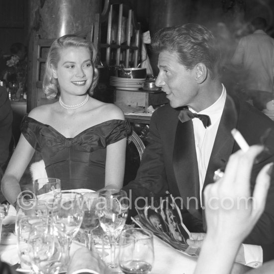 A love affair: Grace Kelly and Jean-Pierre Aumont. They had a short affair. Cannes Film Festival 1955. - Photo by Edward Quinn