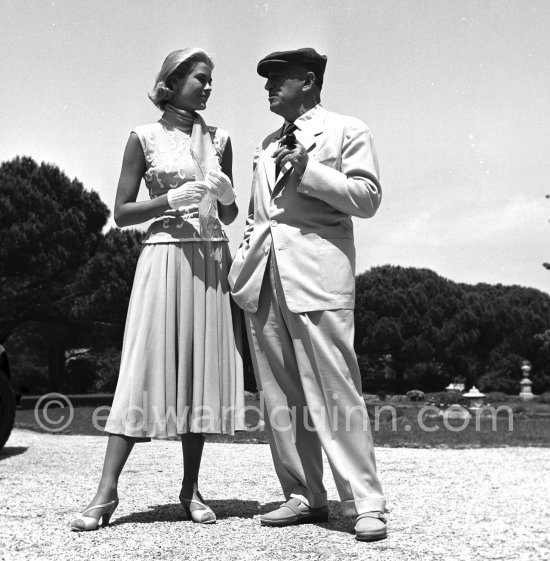Grace Kelly and Charles Vanel during filming of "To Catch a Thief". Cannes 1954. - Photo by Edward Quinn