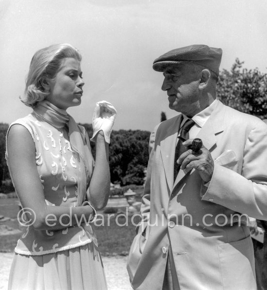 Fifties American film star, Grace Kelly with France\'s legendary actor, Charles Vanel (1892-1989), who has made over 200 films. - Photo by Edward Quinn