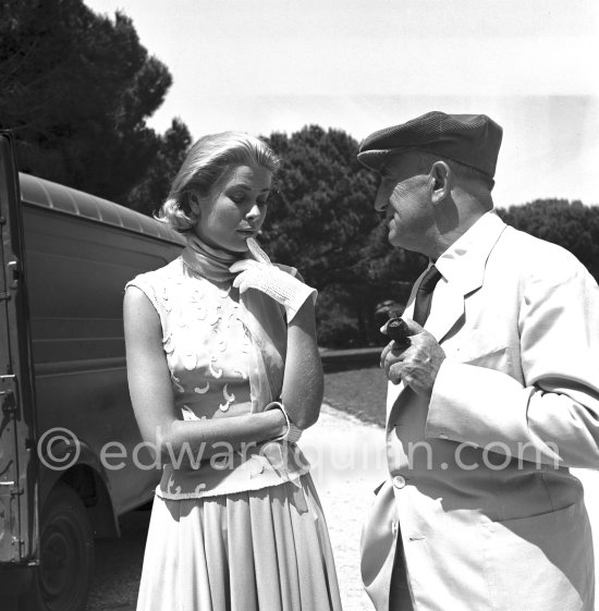 Grace Kelly and Charles Vanel during filming of "To Catch a Thief". Cannes 1954. - Photo by Edward Quinn