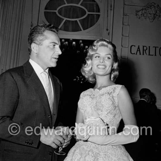 Belinda Lee and Italian actor Rosanno Brazzi. Cannes Film Festival 1956. - Photo by Edward Quinn