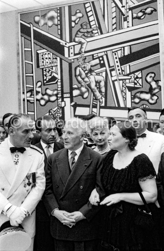 From left Pierre Moiatti, Préfect des Alpes-Maritimes, Marc Chagall and Nadia Léger. Inauguration of Musée Fernand Léger, Biot, May 13 1960. - Photo by Edward Quinn