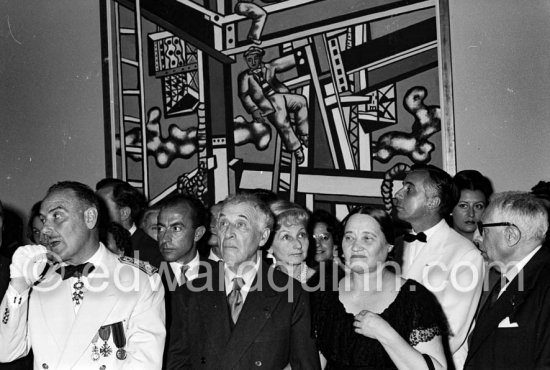 From left Pierre Moiatti, Préfect des Alpes-Maritimes, Marc Chagall and Nadia Léger. Inauguration of Musée Fernand Léger, Biot, May 13 1960. - Photo by Edward Quinn
