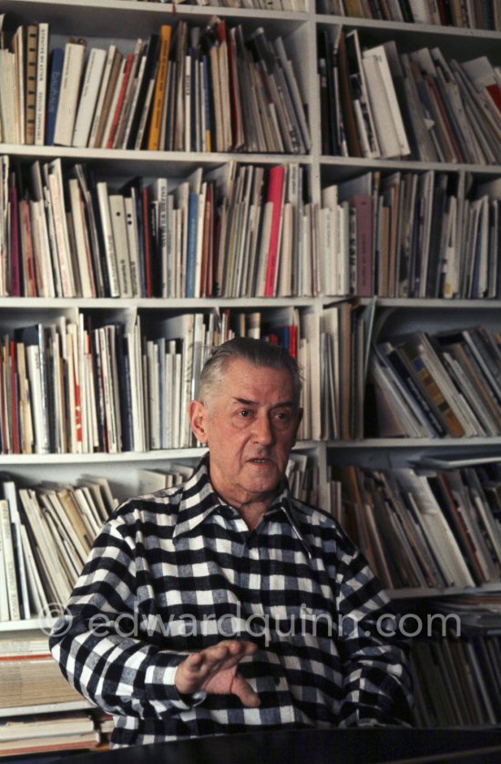 Richard Paul Lohse, one of the main representatives of the concrete and constructive art movements, 1975 at his studio in Zurich. - Photo by Edward Quinn