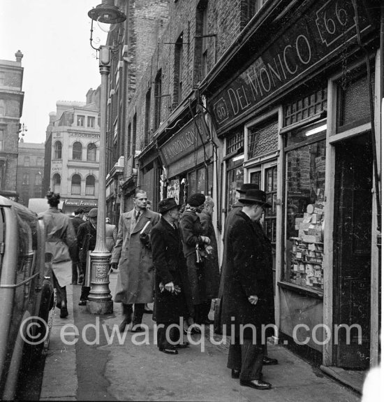 Old Compton Street, looking towards Wardour Street. London 1950. - Photo by Edward Quinn