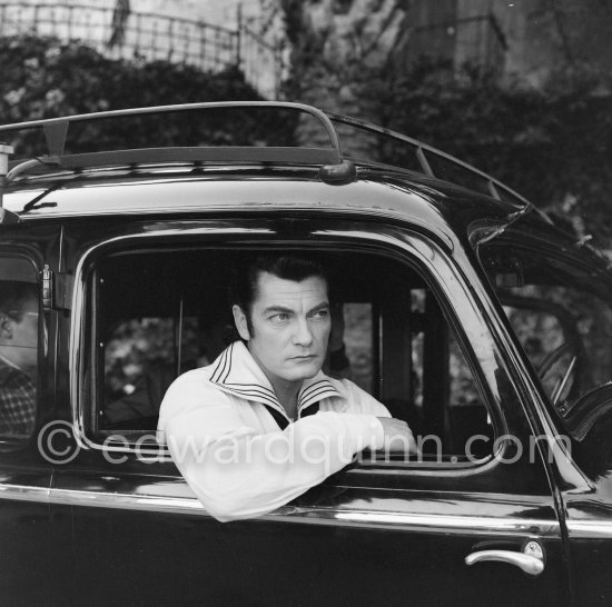 Jean Marais, film "Monte Cristo", Nice 1953. Car: Mercedes 260D Pullmann 1938. - Photo by Edward Quinn