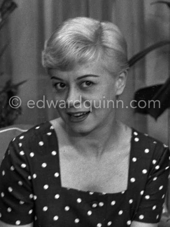 Giulietta Masina, interviewed for TV Monte Carlo. Cannes 1957. - Photo by Edward Quinn