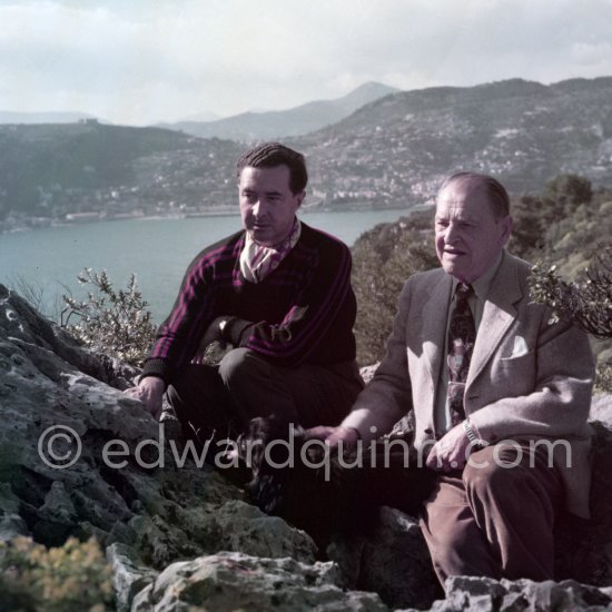 Somerset Maugham and Alan Searle. Villefranche in the background. Saint-Jean-Cap-Ferrat 1954. - Photo by Edward Quinn