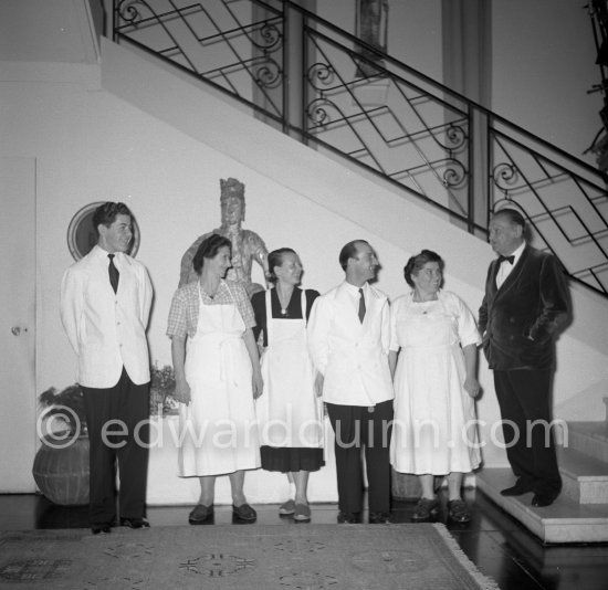 Somerset Maugham and his servants at Villa Mauresque. Saint-Jean-Cap-Ferrat 1954. - Photo by Edward Quinn