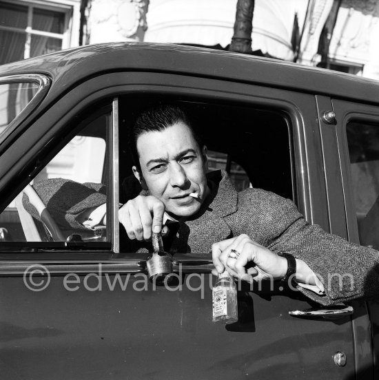 French actor Paul Meurisse in Nice for filming "La neige était sale" ("The Snow Was Dirty"). Nice 1952. Car: 1951 Dodge Kingsway Custom - Photo by Edward Quinn