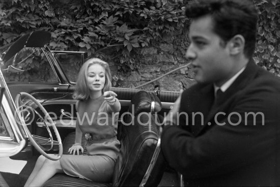 Sal Mineo and Jill Haworth. Cannes 1961. Car: Cadillac 1958. Eldorado Biarritz Convertible Style 6267SX - Photo by Edward Quinn