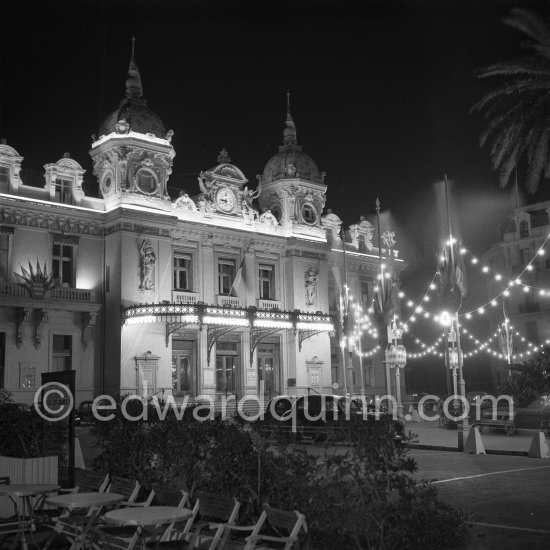 Casino Monte Carlo at night. Monaco 1953. - Photo by Edward Quinn