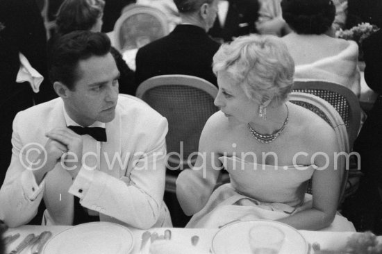 Michèle Morgan and British actor Richard Todd. Gala evening, Cannes Film Festival 1956. - Photo by Edward Quinn