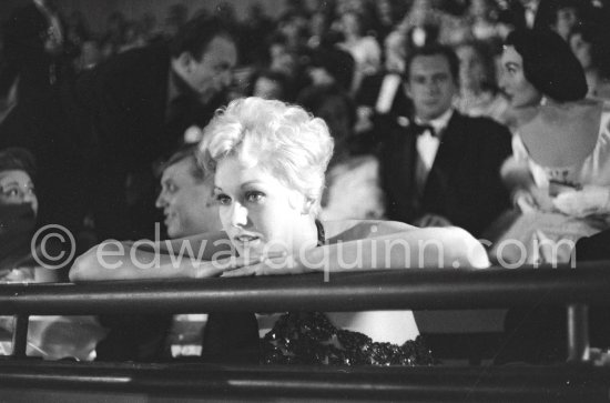 Kim Novak at a gala evening in Cannes in 1956, the year she was voted American number one box-ofﬁce star and Queen of the Cannes Film Festival. - Photo by Edward Quinn
