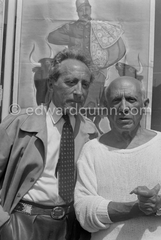 Jean Cocteau and Pablo Picasso. Vallauris 1955. - Photo by Edward Quinn
