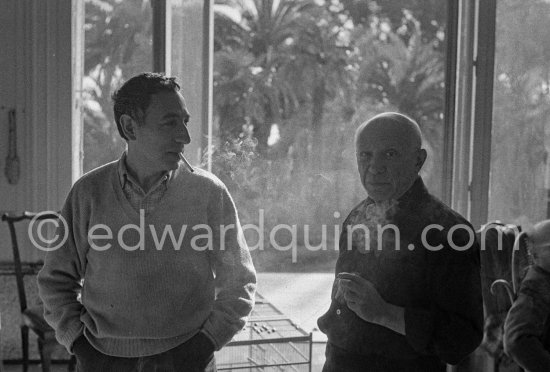 Pablo Picasso and French painter and writer André Verdet. La Californie, Cannes 1956. - Photo by Edward Quinn