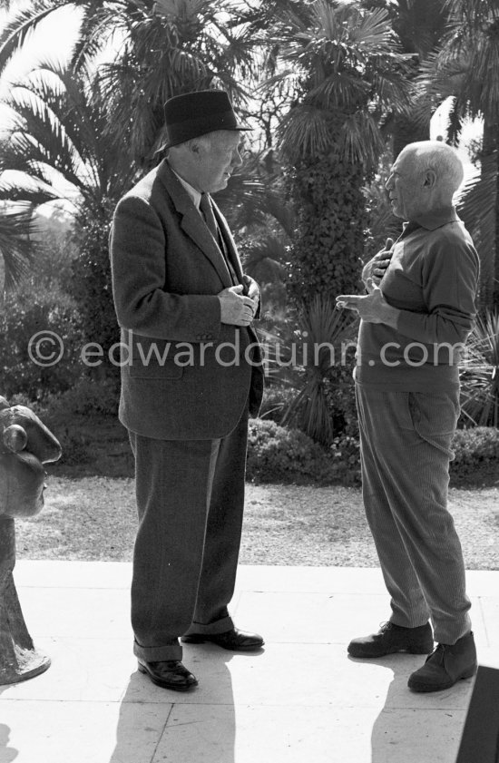 Pablo Picasso and English art critic Clive Bell. La Californie, Cannes 1958. - Photo by Edward Quinn