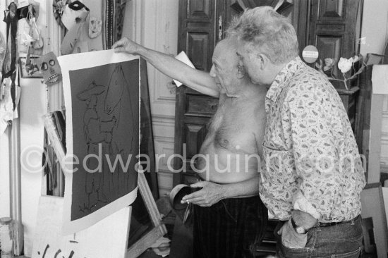 Edouard Pignon and Pablo Picasso. La Californie, Cannes 1959. - Photo by Edward Quinn