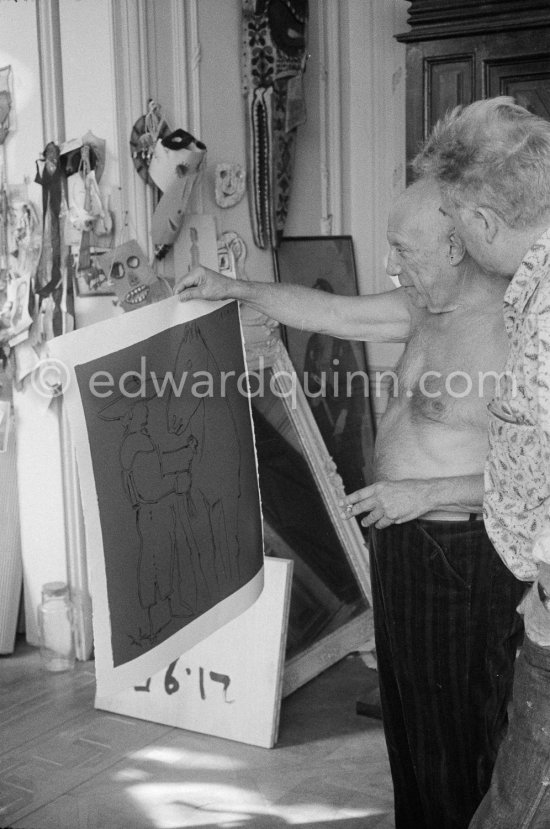 Edouard Pignon and Pablo Picasso. La Californie, Cannes 1959. - Photo by Edward Quinn