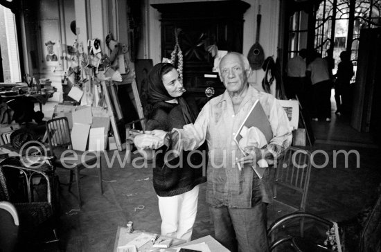 Pablo Picasso and Jacqueline at La Californie, Cannes 1961. - Photo by Edward Quinn