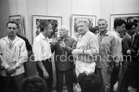 André Verdet, Pablo Picasso, Edouard Pignon. Galerie Cavalero, Exhibition "Pignon. Gouaches, aquarelles". 4.-25.8.1962. - Photo by Edward Quinn