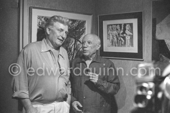 Edouard Pignon and Pablo Picasso. Galerie Cavalero, Cannes 1962. - Photo by Edward Quinn