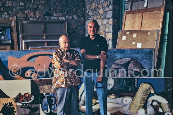 Pablo Picasso and Norman Granz, Jazz music impresario and collector. Mas Notre-Dame-de-Vie, Mougins 1967. - Photo by Edward Quinn