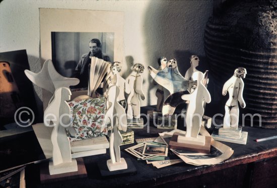 Pablo Picasso did a series of small folding figures, later done in plaster and ceramics. Notre-Dame-de-vie, Mougins 1974. (Photographed after Pablo Picasso’s death.) - Photo by Edward Quinn