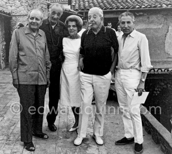 Alberto Magnelli, Manfredo Borsi, Suzanne Ramié, Jacques Prévert and André Verdet. Magnelli exhibition in Vallauris 1964. - Photo by Edward Quinn