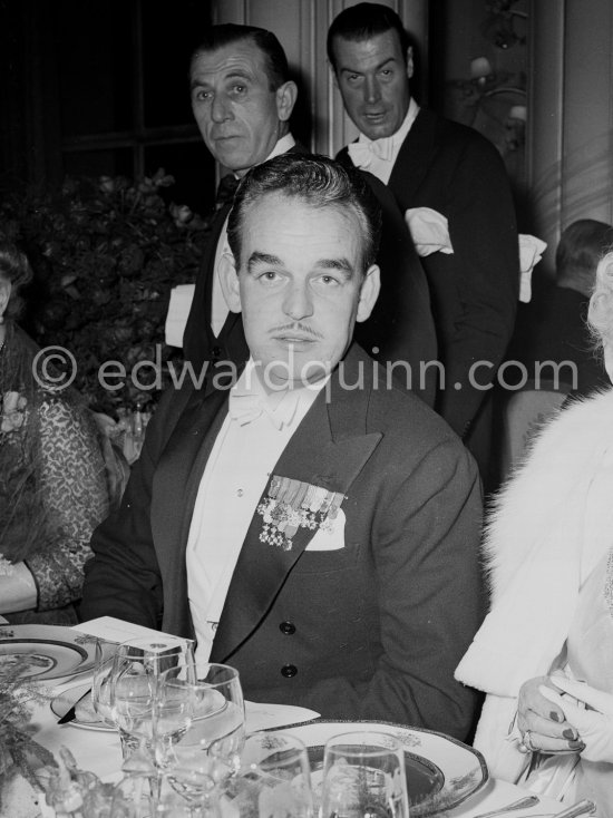 Prince Rainier. This is the first time he attended the "Bal de la Rose" gala dinner at the International Sporting Club in Monte Carlo, 1955 - Photo by Edward Quinn