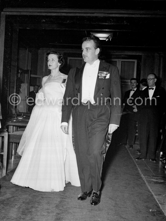 Prince Rainier and his sister Princess Antoinette of Monaco, Baroness of Massy. "Bal de la Rose" ("Bal du Printemps"), Monte Carlo 1955 - Photo by Edward Quinn