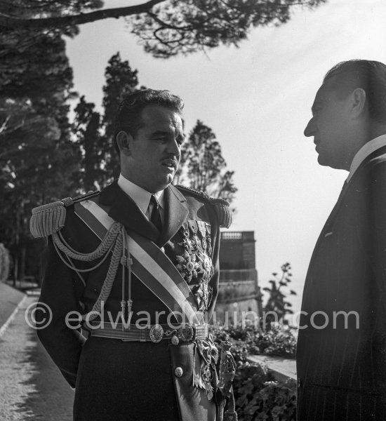 Prince Rainier in the gardens of the palace. Fête Nationale, Monaco 1954. - Photo by Edward Quinn