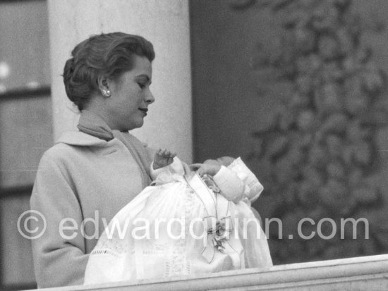 Baptism of Prince Albert. Princess Grace with Albert. Monaco 1958 - Photo by Edward Quinn