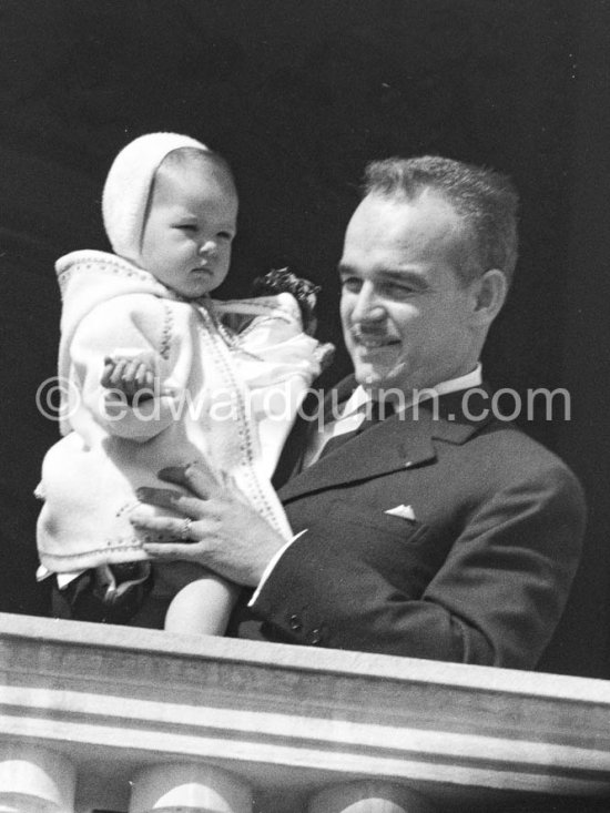 Baptism of Prince Albert. Prince Rainier with Caroline. Monaco 1958. - Photo by Edward Quinn