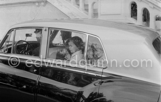 Princess Grace and Princess Caroline. Inauguration of the Bibliothèque Princess Caroline, Monaco 1960. Car: 1956 Rolls-Royce Silver Cloud I, #LSXA243, Standard Steel Sports Saloon. Detailed info on this car by expert Klaus-Josef Rossfeldt see About/Additional Infos. (Grace Kelly) - Photo by Edward Quinn