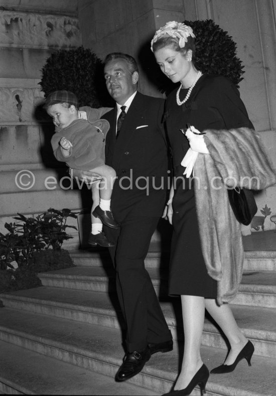 Prince Albert, Prince Rainier, Princess Grace, 50th anniversary of the Monaco Oceanographic Museum, Monaco Ville 1960. - Photo by Edward Quinn