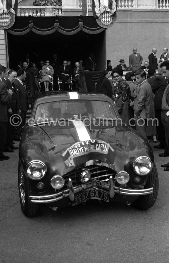 N° 170, Barnard and Jacques Bonvalot on AC Aceca. Princess Grace and Prince Rainier in the background. Monte Carlo Rally 1959 - Photo by Edward Quinn