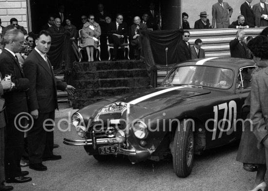 N° 170 Bonvalot / Bonvalot on AC Aceca. Princess Grace and Prinve Rainier in the background. Rallye Monte Carlo 1959. - Photo by Edward Quinn