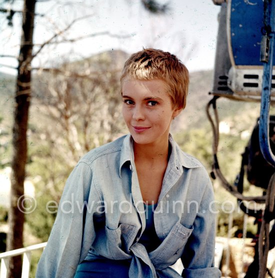 Jean Seberg, one of the principal actors (as Cécile) 1957 at Le Lavandou for the shooting of "Bonjour Tristesse", film by Otto Preminger. - Photo by Edward Quinn