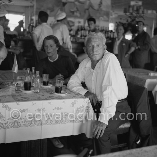 Spencer Tracy drinking Coca-Cola in a Restaurant in Nice 1953. - Photo by Edward Quinn