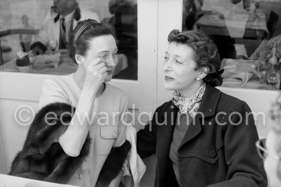 Edwige Feuillère, French actress (left) and Louise de Vilmorin, French writer. Cannes Film Festival 1956. - Photo by Edward Quinn