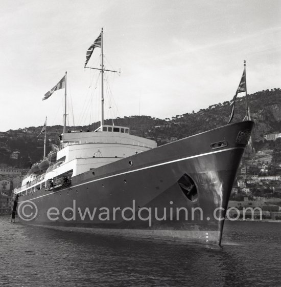 The Royal Yacht Britannia. Visit of Prince Philip, Duke of Edinburgh. Villefranche 1955 - Photo by Edward Quinn