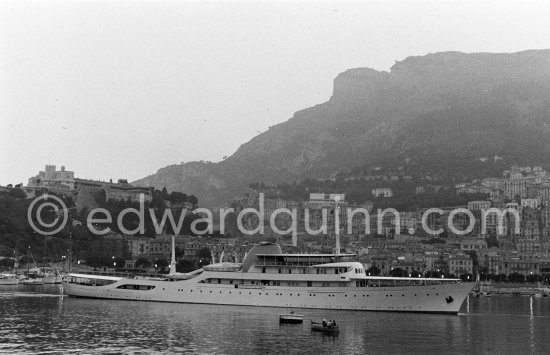 Onassis\' yacht Christina. Monaco harbor with the palais in the background about 1955. - Photo by Edward Quinn