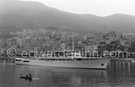 Onassis\' yacht Christina. Monaco harbor about 1955. - Photo by Edward Quinn