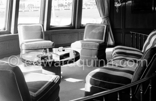 On board Onassis\' yacht Christina. Monaco harbor 1955. - Photo by Edward Quinn